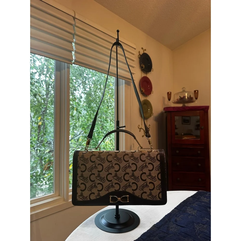 Celine Brown Beige Monogram Shoulder/Top Handle Bag